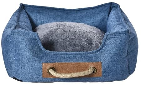 Dehner Lieblinge Kuschelbett Cyrus, Hundebett/Katzenbett standfest, ca. 45 x 40 x 16 cm, Größe S, Polyester/Polypropylen, blau