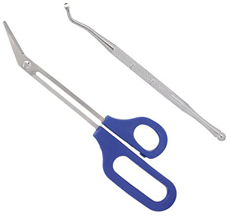 Vomeko Long Handled Toenail Scissors,for Thick Toe Nails,Handle Unique Design Ergonomic Cuticle Scissor Ingrown Toenail File for Elderly Pregnant Woman (L 47.24in Diameter)