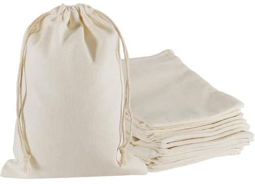 25 Stück Stoffsäckchen, 13x18 cm Stoffbeutel Klein Stoffsäckchen mit Zugband Leinensäckchen Säckchen zum Befüllen Geschenksäckchen für DIY Adventskalender Basteln Geburtstag Hochzeit Weihnachten
