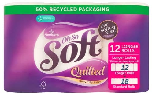 Morrisons Quilted Toilet Tissus 12=18 Roll