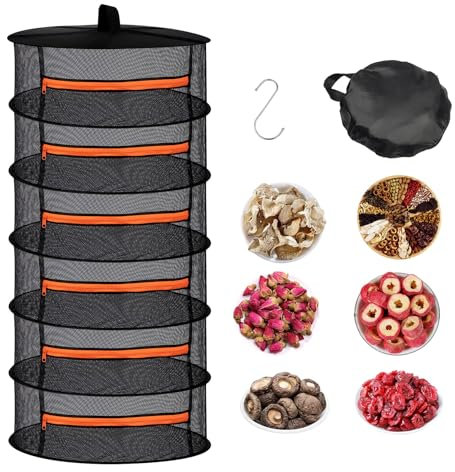 Forbabe 6-Lagiges Trockennetz Kräuter Kräutertrockner Hängend mit Haken Trocknen Netz Kräuternetz zum Trocknen Mesh Trockennetz für Pflanze, Kräuter, Gewürze, Gemüse, Fleisch
