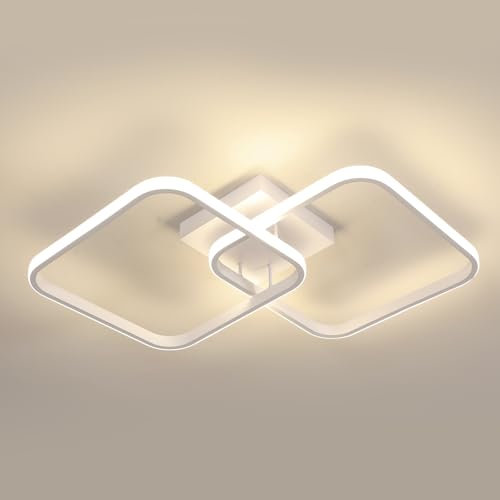 Osairous LED Deckenleuchte Moderne, 42W 4725LM Deckenleuchte LED Weiß 64CM Quadratische, Küchenlampe Deckenleuchte Acryl 4500K für Küche Esszimmer Wohnzimmer Büro, Natürliches