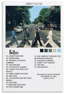 CCHLJH Kunstdruck auf Leinwand, Motiv: The Beatles Abbey Road, Ölgemälde, ungerahmt, 30 x 45 cm, Wohnzimmerdekoration