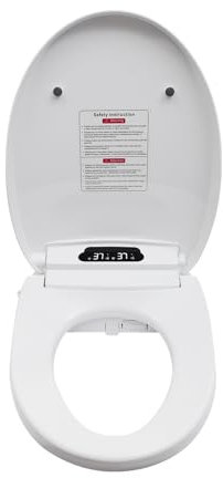 Asiento de inodoro de bidé blanco, asiento de inodoro con calefacción electrónica inteligente, para baños, inodoros 37 x 51 x 13 cm