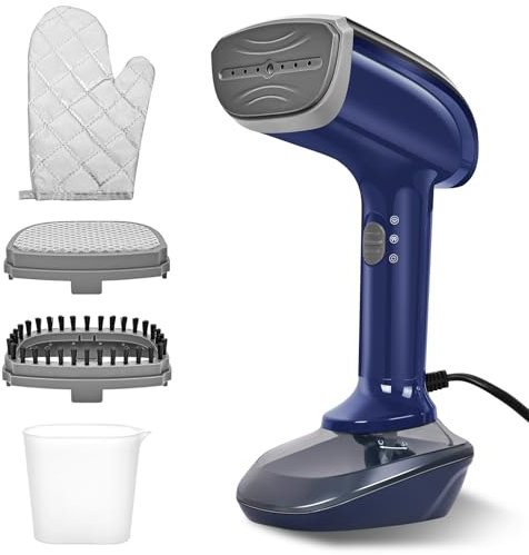 ZStarlite Steamer Dampfglätter - 1800W mit Schneller Keramischer Aufheizplatte, 25G/min Dampf, 2-in-1 Kleidung Dampfbügeleisen, mit 300ml Tank, Dampfbürste & Bügelhandschuh für Büro, Zuhause- Blau