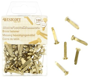 Westcott E-10592 00 clip per sacchetto, 100 pezzi, in ottone, 13 mm, con testa tonda, clip a testa tonda per ufficio e fai da te