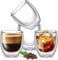 Lot de 4 tasses à café en verre borosilicate à double paroi, isothermes transparentes pour boissons chaudes et expresso, 150 ml (sans poignée)