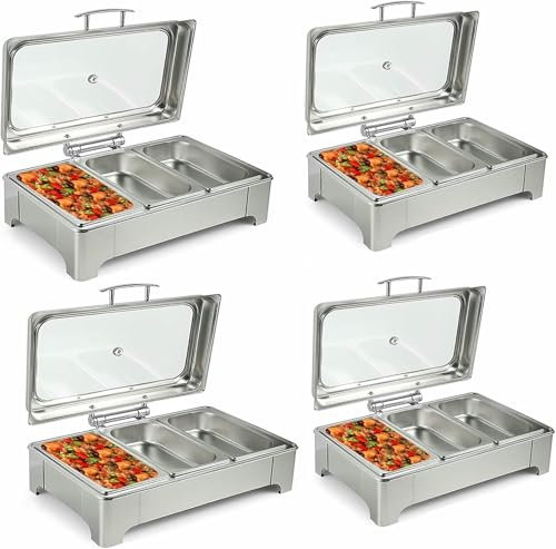 HMASNSEIY 8 Qt Electric Chafing Dish Buffet Set,Electric Buffet Server,Food Warming Tray,Adjustable Heat,for Parties,Holidays and Entertaining (Color : 1/2 pan*3)