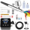 Airbrush Kit with Compressor, Dual-Action Multi-Function Airbrush Set with 102cm Hose,0.2/0.3/0.5mm Nozzles,Precise Digital 15-25PSI Adjustment,Applied for Model,Tattoo,Art Craft,Cake,Nail Art