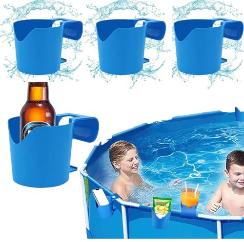 4 Stück Pool Getränkehalter, Poolrand Becherhalter Wasserbecher Hängehalter Multifunktionaler Poolside Cup Holder Poolside Dosenhalter, Pool Becherhalter Zum Abstellen Von Getränken Und Gegenständen