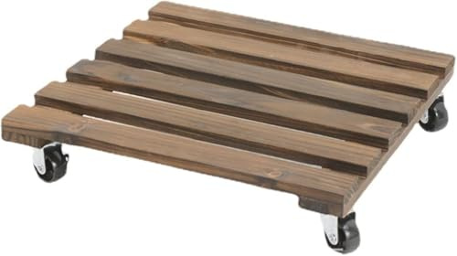 MMIAOO Square Plant Stand with Wheels,Wood Plant Caddy Heavy Duty Plant Dolly for Flower Mover,Indoor and Outdoor Flowerpot Tray