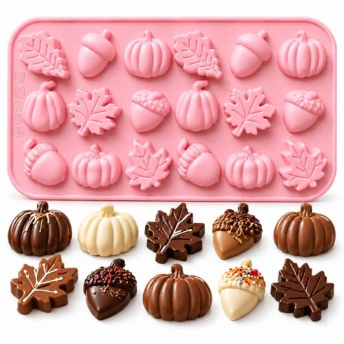 Autumn Silicone Chocolate Mould, 1 Piece Maple Leaf Acorn Pumpkin Shapes | Maple leaf, acorn and pumpkin shapes for chocolate, sweets, jelly and Thanksgiving treats