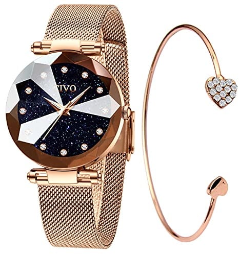 CIVO Damenuhr Armreif Wasserdicht Armbanduhr: Damen Edelstahl Mode Elegant Beiläufig Designer Quarzuhr - Geschenke Uhr für Frauen Set