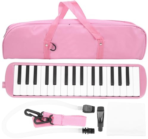 IRIN Melodica 32 Tasten Blasmusikinstrument Anfänger-Übungstasche (Rosa)