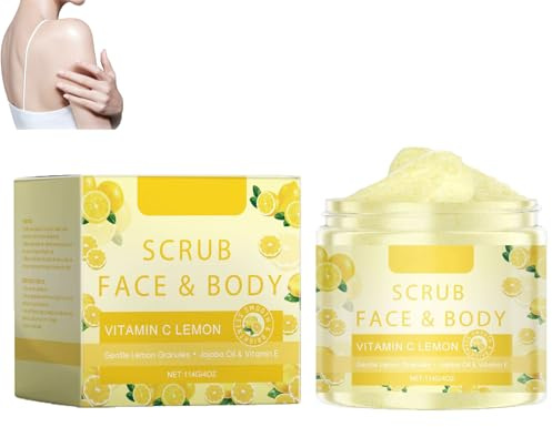 Lemon Vitamin C Body Scrub, Exfoliating Gel for Deeply Cleansing Dead Skin and Blackhead, Moisturizing, Brightening and Whitening with Refreshed Lemon Scent, Minimize Pores, Even Tone (1pcs)