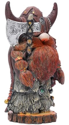 Statue en Résine De GNOME Nordique | Guerriers Vikings Sculpture Naine Victor,Décoration Jardin Extérieur Ornements Hache