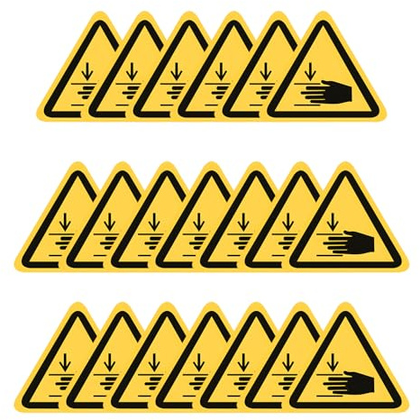 20 PCS Größe 25 MM Gelbe Quetschhände Etiketten, Aus PVC Flexibel Warnschilder Selbstklebende Warnaufkleber Der Hände Handquetschung Aufkleber Warnung Gelbe Dreiecksaufkleber Quetschen Warnschild