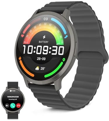KSIX Smartwatch Core 3 MAX Go - Orologio intelligente da uomo, display AMOLED da 1,73, design ultra sottile, chiamate, cinturino in silicone magnetico, IP68, compatibile con iPhone, Android e Samsung