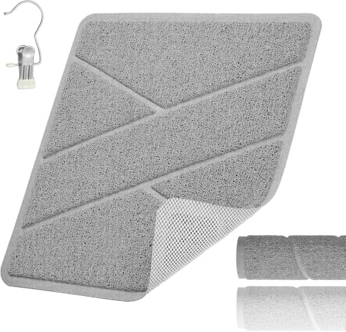 XIYUNTE Tappetino da doccia quadrato, antiscivolo, antimuffa, con bordo pressato a caldo, 60 x 60 cm, ganci per asciugatura, antiscivolo, per interni ed esterni, lavabile in lavatrice e senza BPA