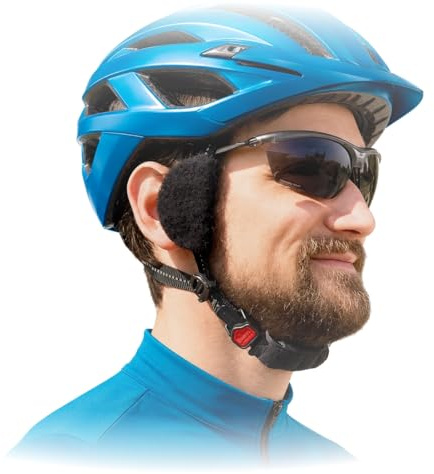 earSHIELD 2. Generation, ganzjähriger Windabweiser für Fahrradhelme | Ohren bleiben frei; kompakt und individuell anpassbar, mit Schafwolle; auch mit Brillen, Headsets und Hörgeräten kombinierbar