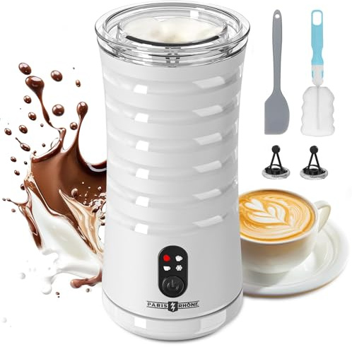 PARIS RHÔNE Milchaufschäumer Elektrischer, 4-in-1-Milchaufschäumer, Geeignet für Heißen und Kalten Milchschaum, Warme Milch, 240 ml Milchaufschäumer Induktion, Weiß