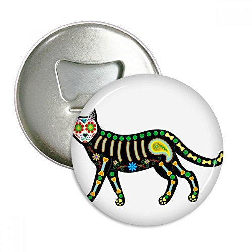 DIYthinker Knochen Herz-Schwarze Katze Halloween Terror Runde Flaschenöffner Kühlschrank Magnet Pins Abzeichen-Knopf-Geschenk 3pcs Silber