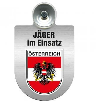 Einsatzschild mit Saugnapf - Jäger im Einsatz - 393821 incl. Regionenwappen Farbe Region Österreich