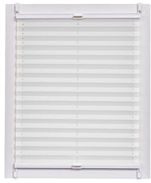 Sunlines Plissee Made in Germany, Tageslicht, Crepes Uni Weiss, Klemmfix, Weisse Schiene, 85 x 150 Plissee, Stoff, Weiß, 85 x 2.3 x 150 cm, 1 Einheiten