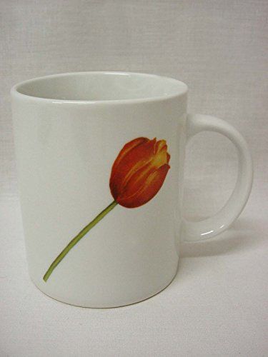 TAZA MUG REDONDA ASA 300ML PORCELANA TULIPAN ROJO