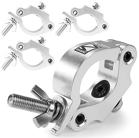 Beamz 4x BC50-200 Half Coupler Clamp Set, Aluminium Lighting Truss Clamps, 200kg Load, Fits 48-51mm Tubes, Ideal for Stage and Theatrical Setups