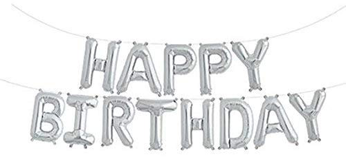 Birthday Balloon Self Inflating Happy Birthday Banner Balloons | 16 Inch Foil Letter Balloons for Boys Girls Birthday Party Decoration, Indoor Birthday Decoration, Silver