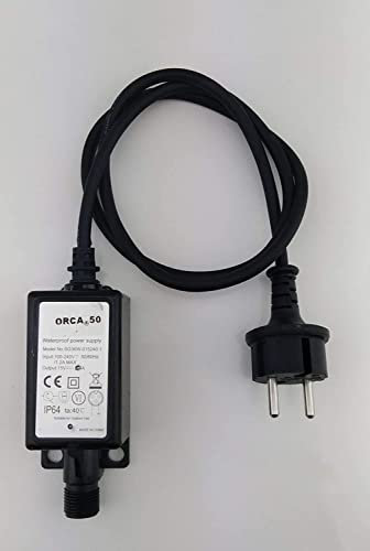 EDENEA Bloc Alimentation Robot Piscine Orca 050 - Chargeur Orca 50 sur Fil - Connecteur 2 Broches - Prise Moulée 230V - LED intégrée - Pièces Détachées Orca
