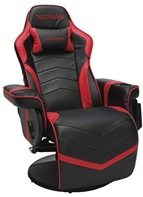 RESPAWN 900 Gaming Recliner Console de Jeu vidéo, Fauteuil Relax, Repose-Jambes réglable, Chaise Longue avec Porte-gobelet, Chaise Longue avec Repose-Pieds Rouge