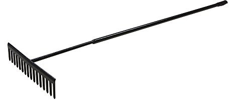 Loops 16 Tines Heavy Duty Steel Asphalt Rake –Road Driveway Car Park– Long Handle Gravel Aggregate MOT Spreading Hoe