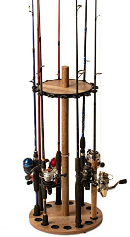 Old Cedar Outfitters Unisex-Erwachsene Round Rack Organisiertes Angelregal, rund, Fächer, Eichen, Antikes Holz-Finish, 15, Rod
