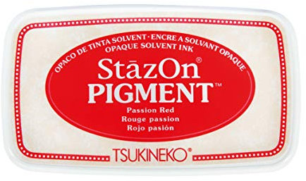 Rayher 29206287 StazOn Pigment-Stempelkissen, klassikrot, 9,6 x 5,5x 2,2 cm, Stempelfarbe, Tsukineko