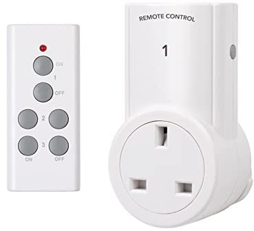 HBN Remote Control Plug Socket, 13A/3120W Wireless Light Switch 30M/100ft Operating Range for Household Appliances, 1 Pack Sockets and 1 Remote