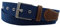 TigerTie hochwertiger Stoffgürtel mit Edelstahl Schnalle und echt Leder Applikationen in blau dunkelblau einfarbig. Gürtelbreite 40 mm, Bundweite 90 cm
