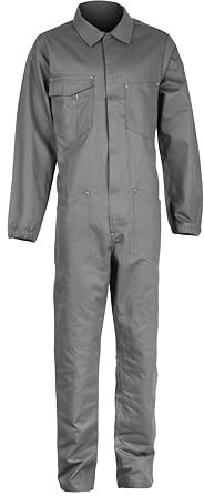 Cover Overall Herren Arbeitskleidung - Rallyekombi Overall mit Verstecktem Reißverschluss, Zwei Oberen Taschen, Zwei Fronttaschen, Werkzeugtasche, Elastische Bündchen, Elastischer Bund Rauchgrau 3XL