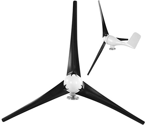 Windturbinengenerator, 1600W 3-Blatt-Kleinwindturbine zum Laden von Marineheimen, Gartenstraßenbeleuchtung(24V-Schwarz) Dynamo