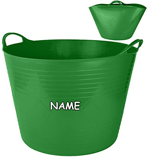 Flexi & flexibel Farbwahl XXL großer - biegbarer - Aufbewahrungsbehälter mit Henkel - dunkel grün - inkl. Name - Gummieimer - z.B. Garteneimer/Eimer/W..