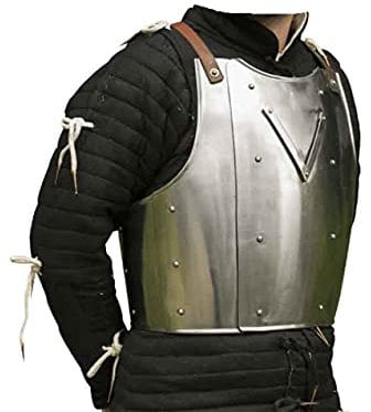 Churburg Armour Medieval Breastplate Chest Armor LARP coustume- Silver, Silver, Medium