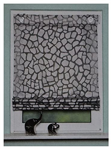 Home Wohnideen Raffrollo Rosanna Bändchenrollo Raffgardine Faltrollo Sonnenschutzrollo Organza Ausbrenner H x B 135 x 45 cm grau-Silber