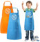 KEELYY Malschürze Kinder, 2 Stück Schürze Kinder mit Taschen, Kochschürze Kinder Jungen Mädchen, Verstellbare Kleinkind Schürzen für Malen Basteln Backen Kochen, 7-12 Jahre (Blau und Orange)