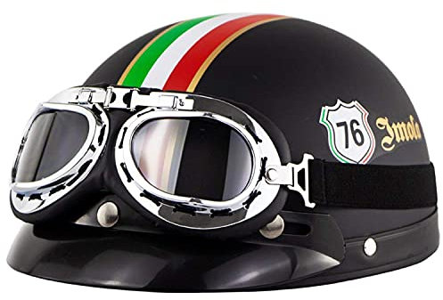 GHHTHEN Casque Jet Rétro Casque De Crash De Moto Demi-Casque De Moto Cruiser Scooter Demi-Casque De Moto Approuvé Dot/ECE Demi-Casques De Cyclisme pour Enfants Jeunes Hommes Femmes C,L