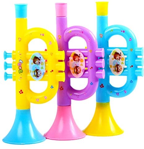 BSTCAR 1 Stück Musikspielzeug Trompete, Tragbares Kinder Trompete Spielzeug, Niedliches Mini Trompeten Musik Spielzeug Kunststoff, Lernspielzeug Geschenk Kinder, Zufällige Farbe