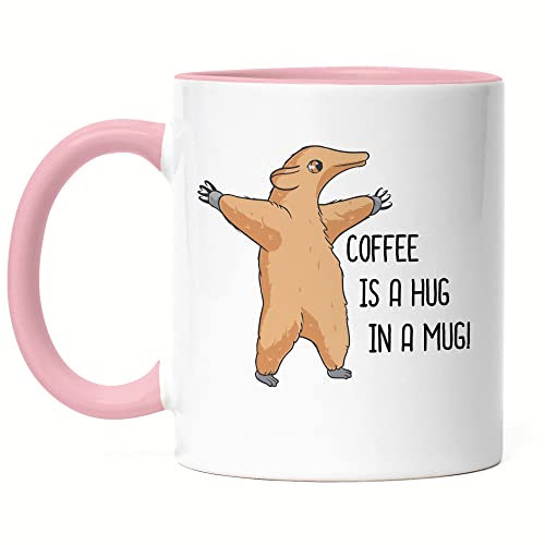 Hey!Print Coffee Is A Hug In A Mug Tasse Rosa Umarmung Geschenkidee Freundin Freund Familie Süß Niedlich