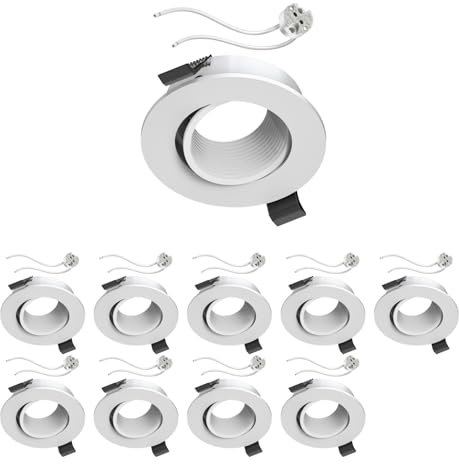 ledscom.de 10 cadres de montage au plafond KUN, rond, pivotant (MR16/PAR16/50mm) douille GU5.3