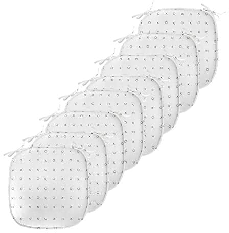 ABAKUHAUS Xo Polster für Esszimmerstühle, Geometrische Monochrome Spiel, Dekoratives wasserfestes Kissen mit Riemen für Küchensitze, 40 cm x 40 cm-8er Pack, Schwarz und weiß