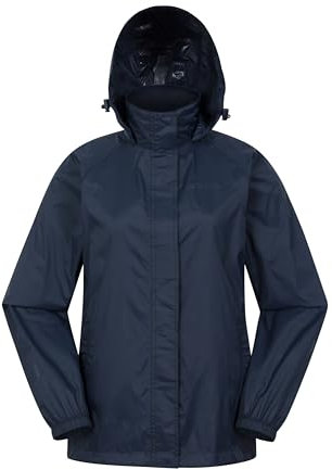Mountain Warehouse Pakka Womens Waterproof Packable Jacket - Foldaway Hood Jacket, Ladies Coat, Lightweight Rain Jacket - For Spring Summer, Walking, Travelling Navy Women's Size 12